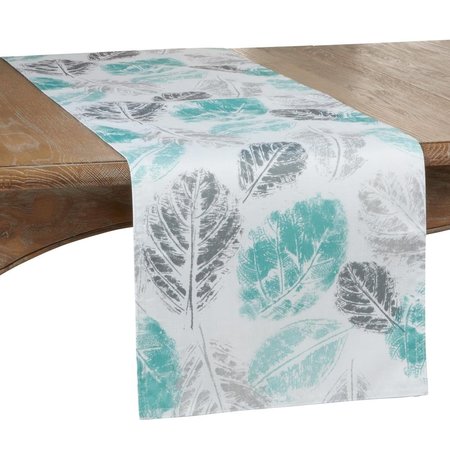 SARO LIFESTYLE SARO  16 x 72 in. Oblong Long Table Runner with Leaf Print 6211.MN1672B